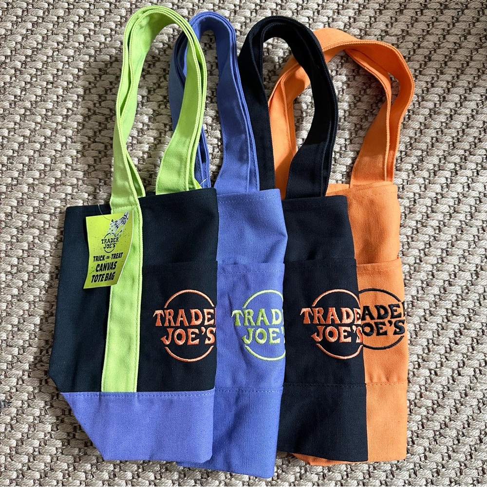 Trader Joe's Mini Canvas Tote Bag Halloween Edition Set of 4